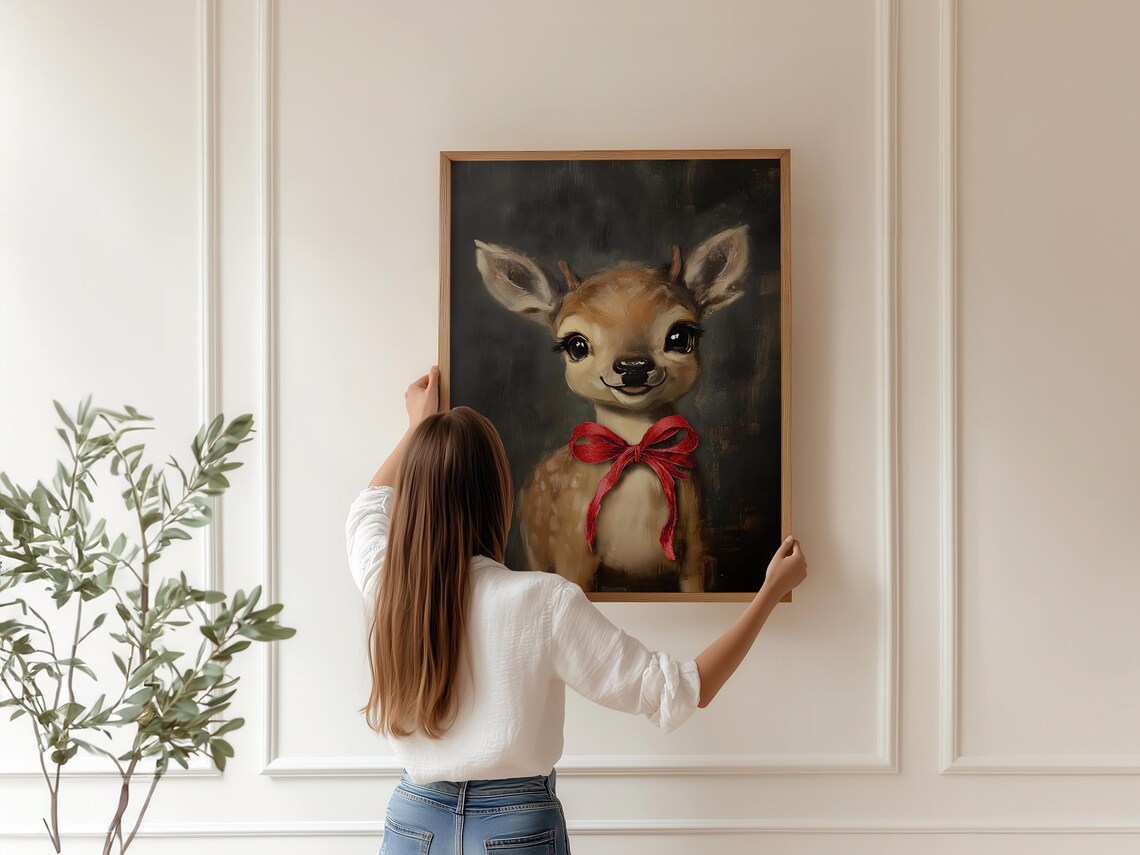Clarice Rudolph Reindeer Christmas Wall Art Print