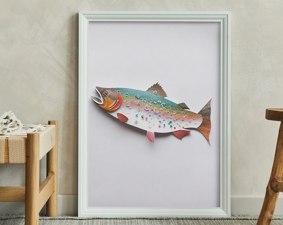 Rainbow Trout Paper Art Print Artwork Print At Home Wall Art Wall Art Print Instant Art