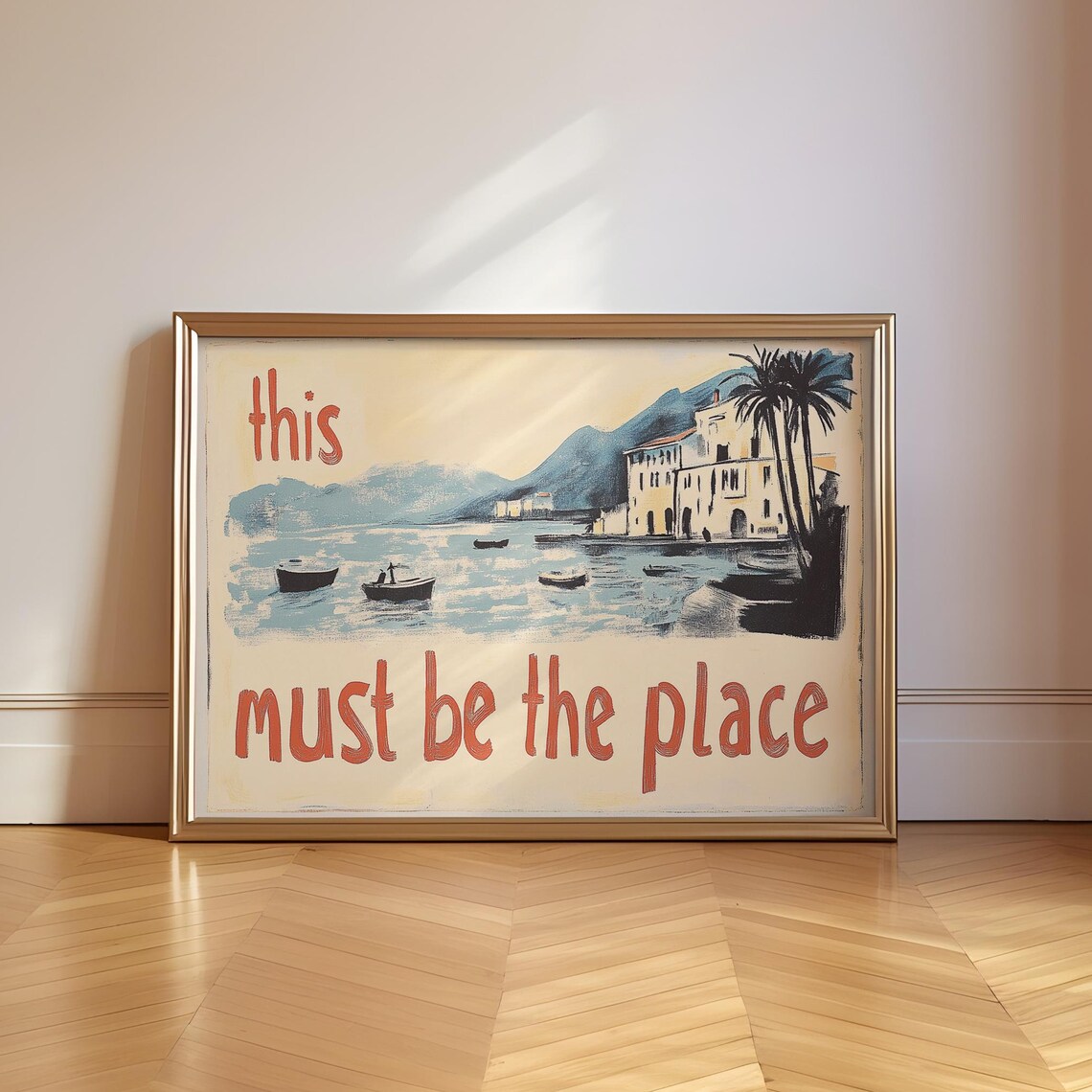 This Must Be The Place Painted Coastal Harbor Scene Travel Poster