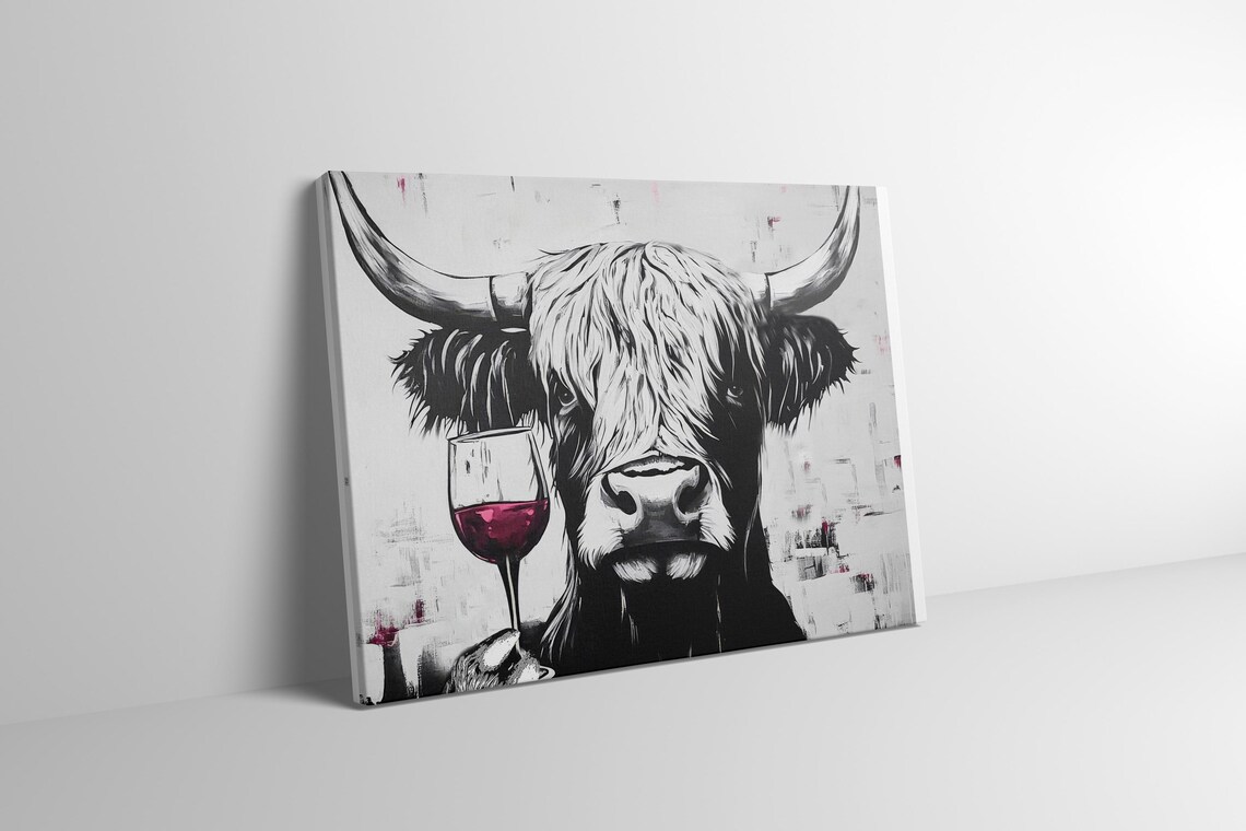 Highland Cow Red Wine, Scottish Cattle Poster - Image 3