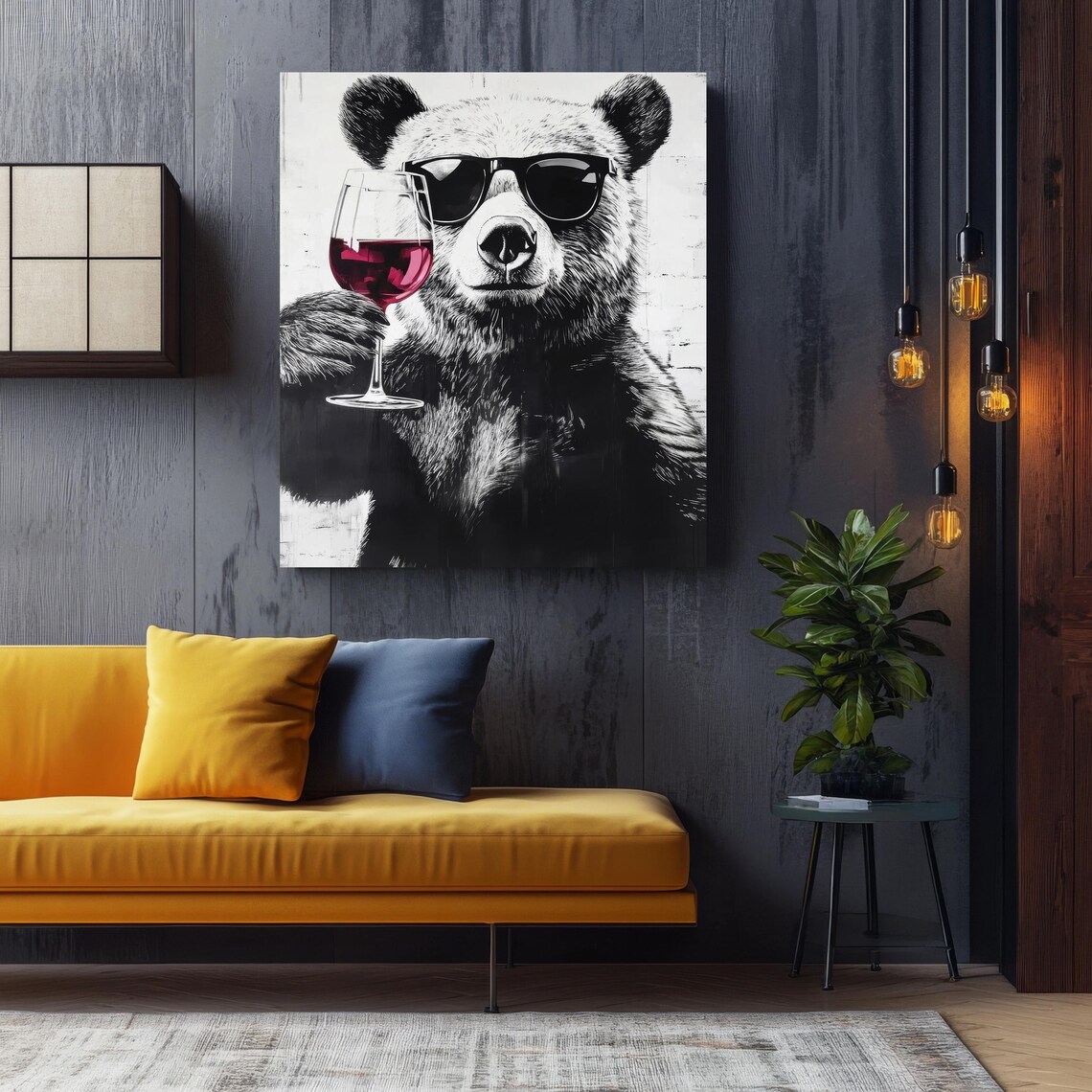 Bear Print, Funny Wine Lover Gift Poster - Image 2