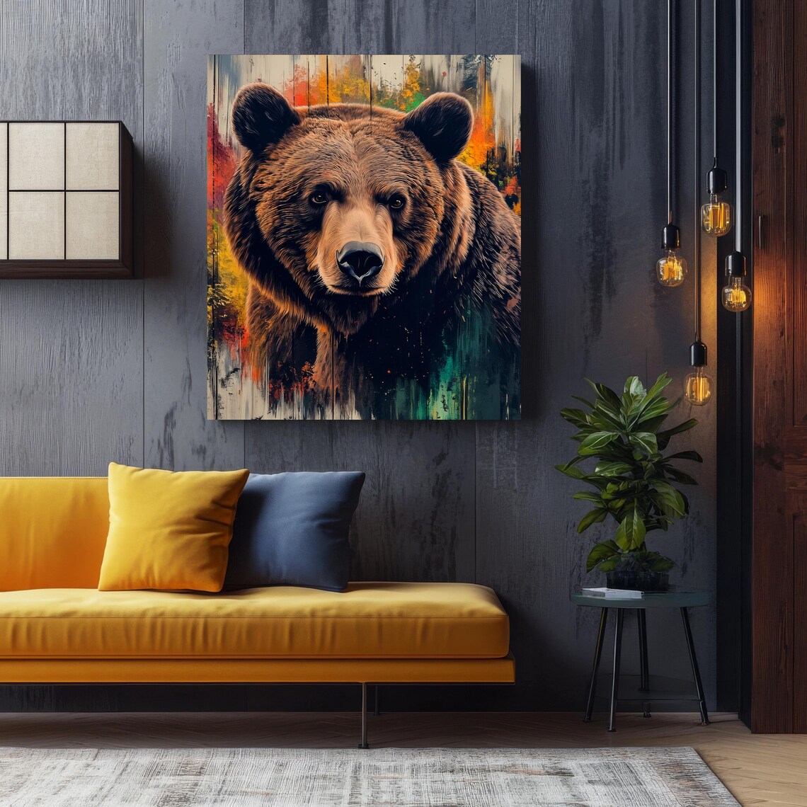Bear Print, Abstract Grizzly Rustic Lodge Decor - Image 3