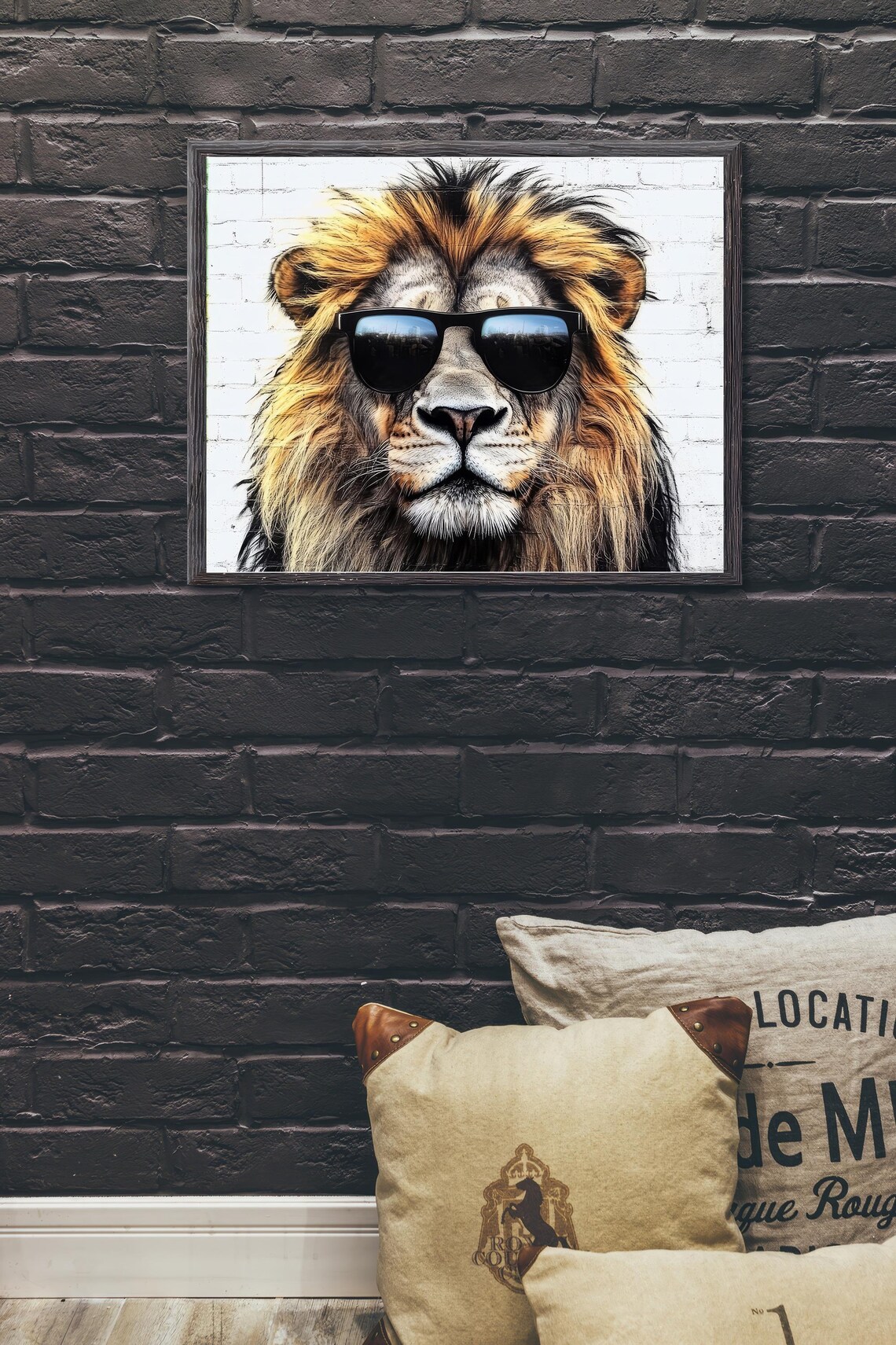 Lion Print, Funny Animal With Sunglasses Portrait - Image 3