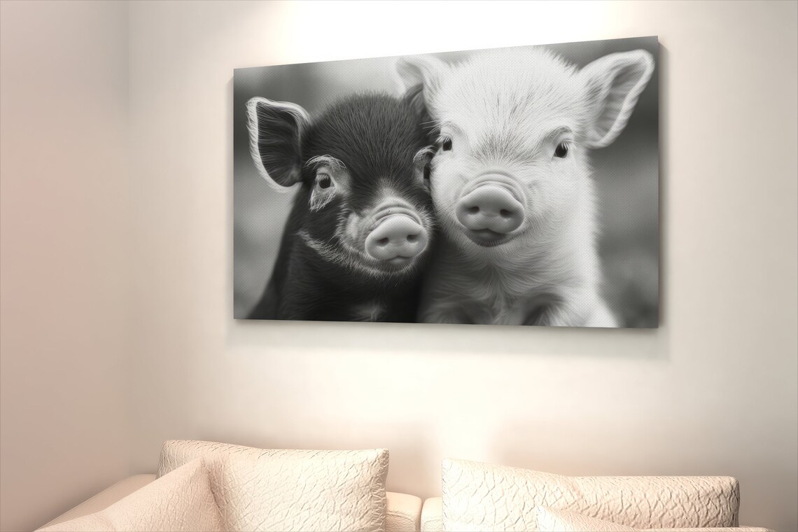 Cute Pig Couple, Nursery Decor Valentine Artwork - Image 2