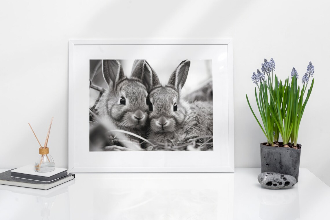 Cute Rabbit Couple, Nursery Decor Valentine - Image 4