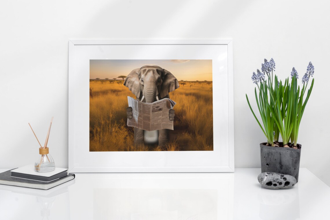 Funny Elephant On A Toilet Poster, Nursery Decor - Image 2