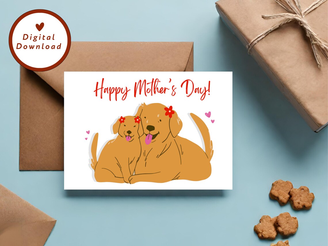 Golden Retriever Mother’s Day Card, Dog Mom Gift