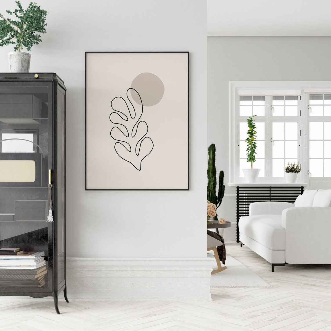 Matisse Style Sun and Leaf Line Art Abstract Botanical Decor Poster - Image 3