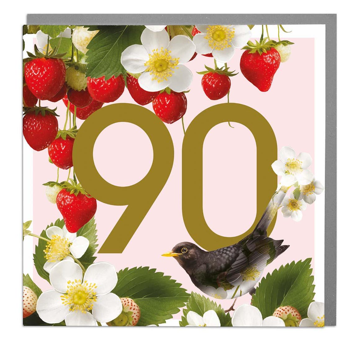 Age 90 Black Bird Greeting Card
