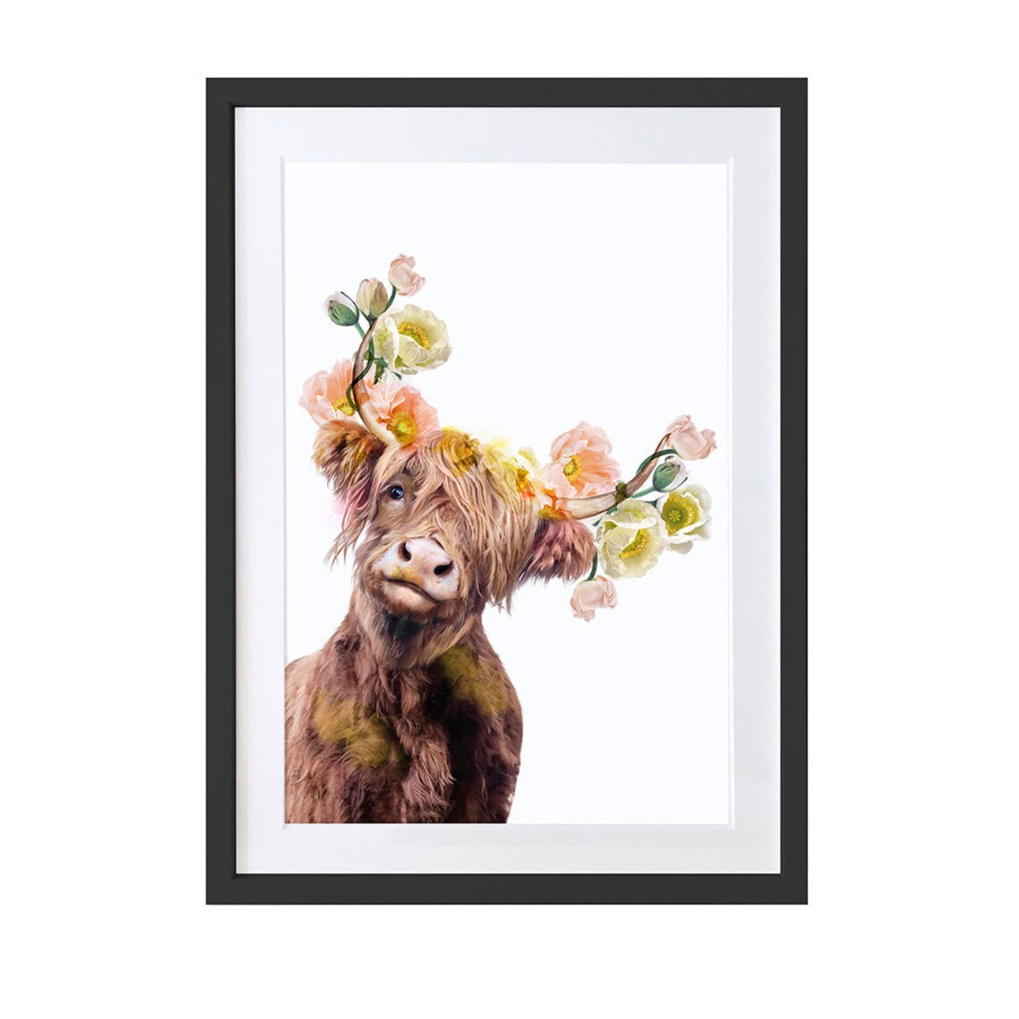 Peeking Highland Cow Art Print By Lola Design
