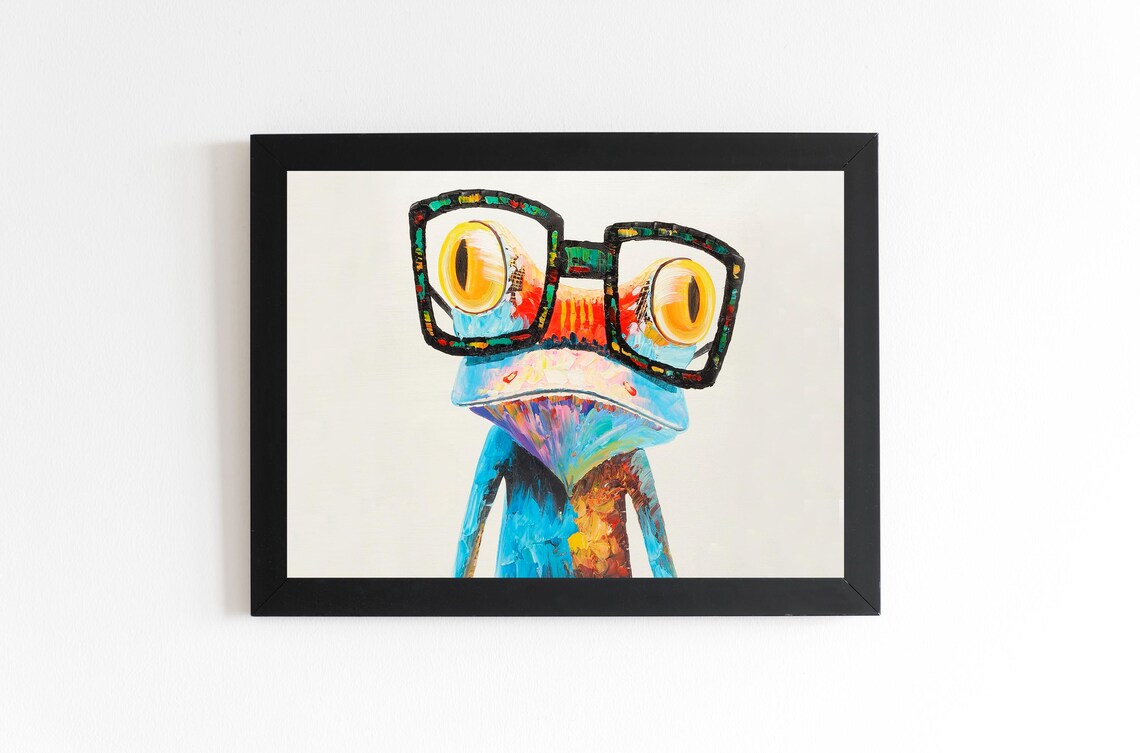 Colorful Frog Wearing Black Glasses Pop Art Funny Animal Poster - Image 3