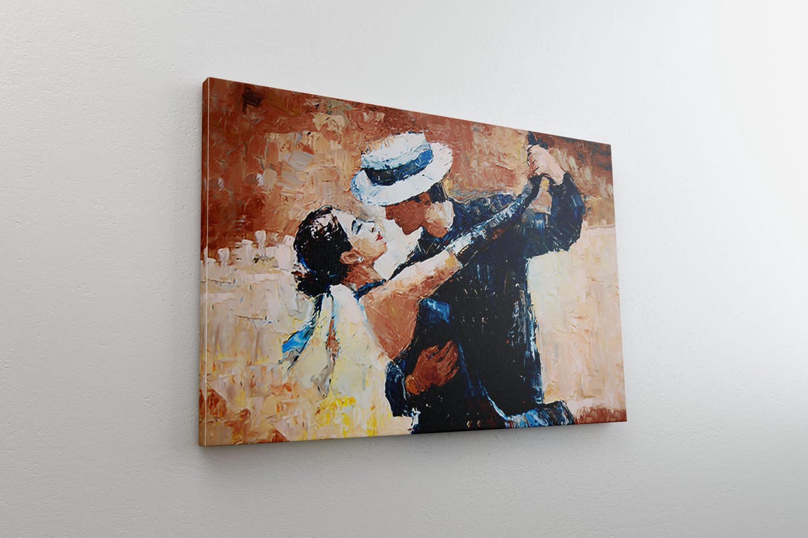 Romantic Dance Wall Art Elegant Couple Painting Passionate Tango Print - Image 2