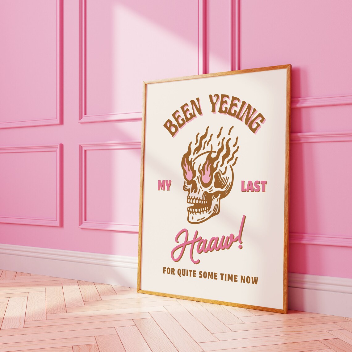 Been Yeeing My Last Haaw Flaming Skull Retro Cowboy Humor Poster - Image 2