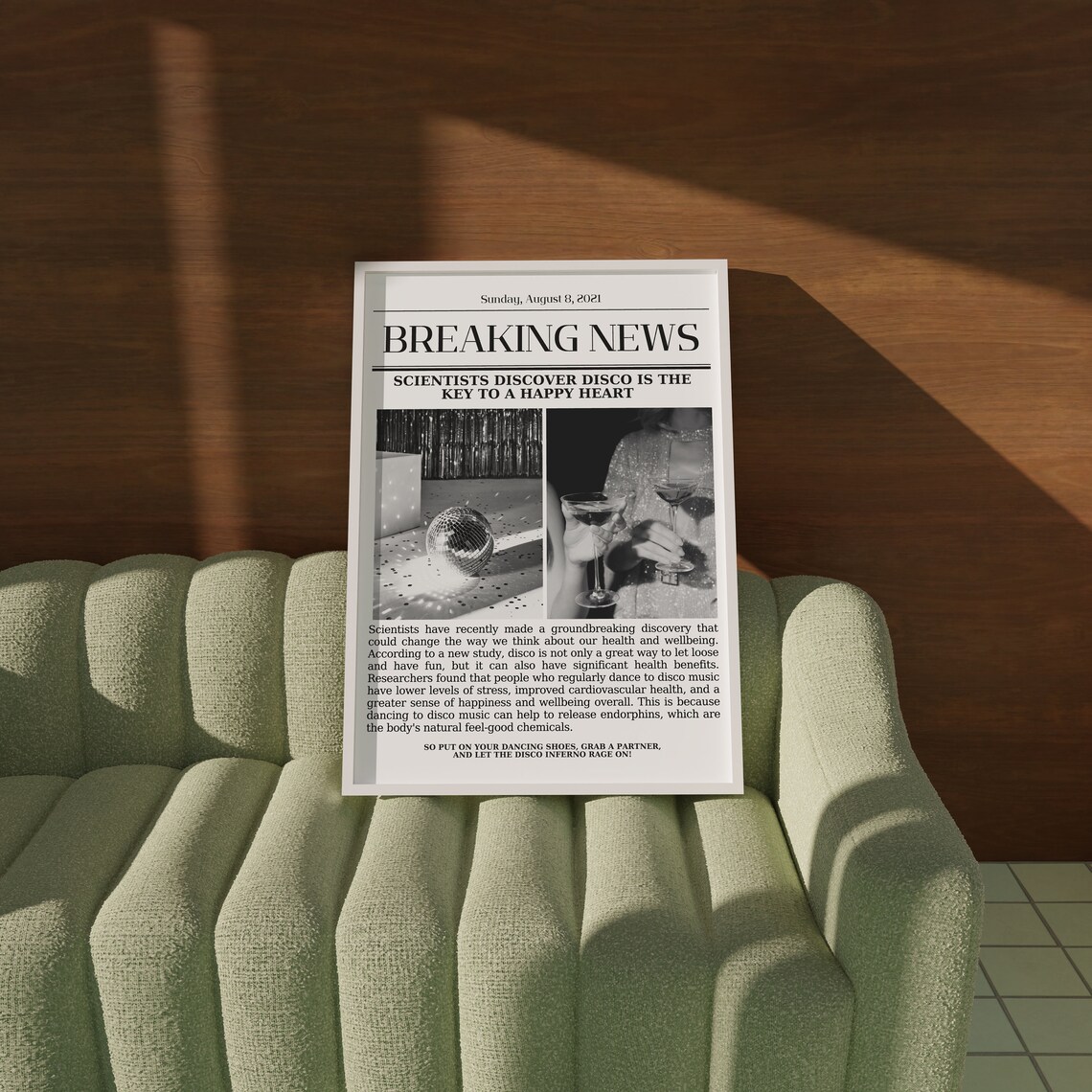 Breaking News Disco Is The Key To A Happy Heart Newspaper Poster - Image 2