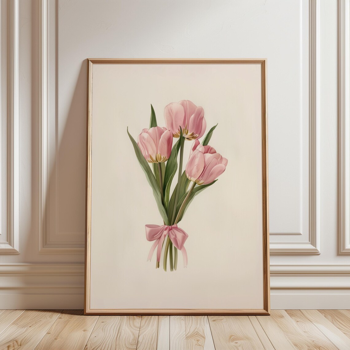 Coquette Tulips Bouquet Art Print, Y2K Girly Decor
