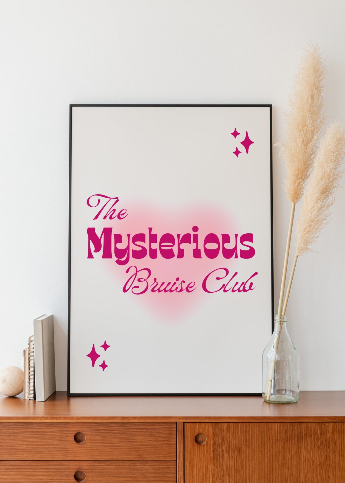 The Mysterious Bruise Club Retro Pink Funny Quote Art Poster - Image 3