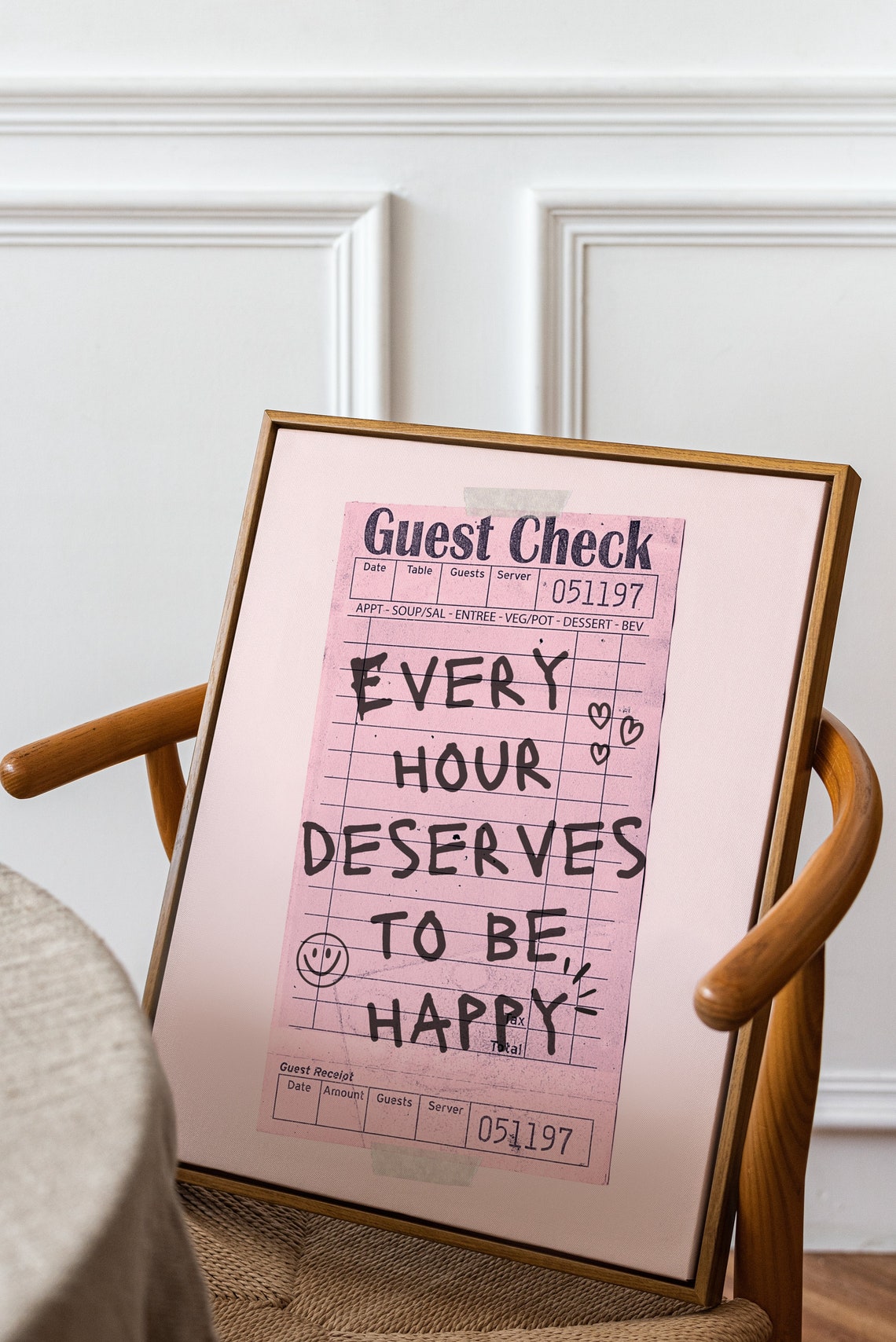 Every Hour Deserves To Be Happy Guest Check Pink Fun Bar Poster - Image 3