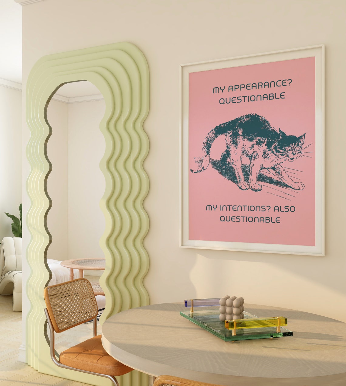 My Appearance Questionable Funny Grumpy Cat Sketch Art Poster - Image 2