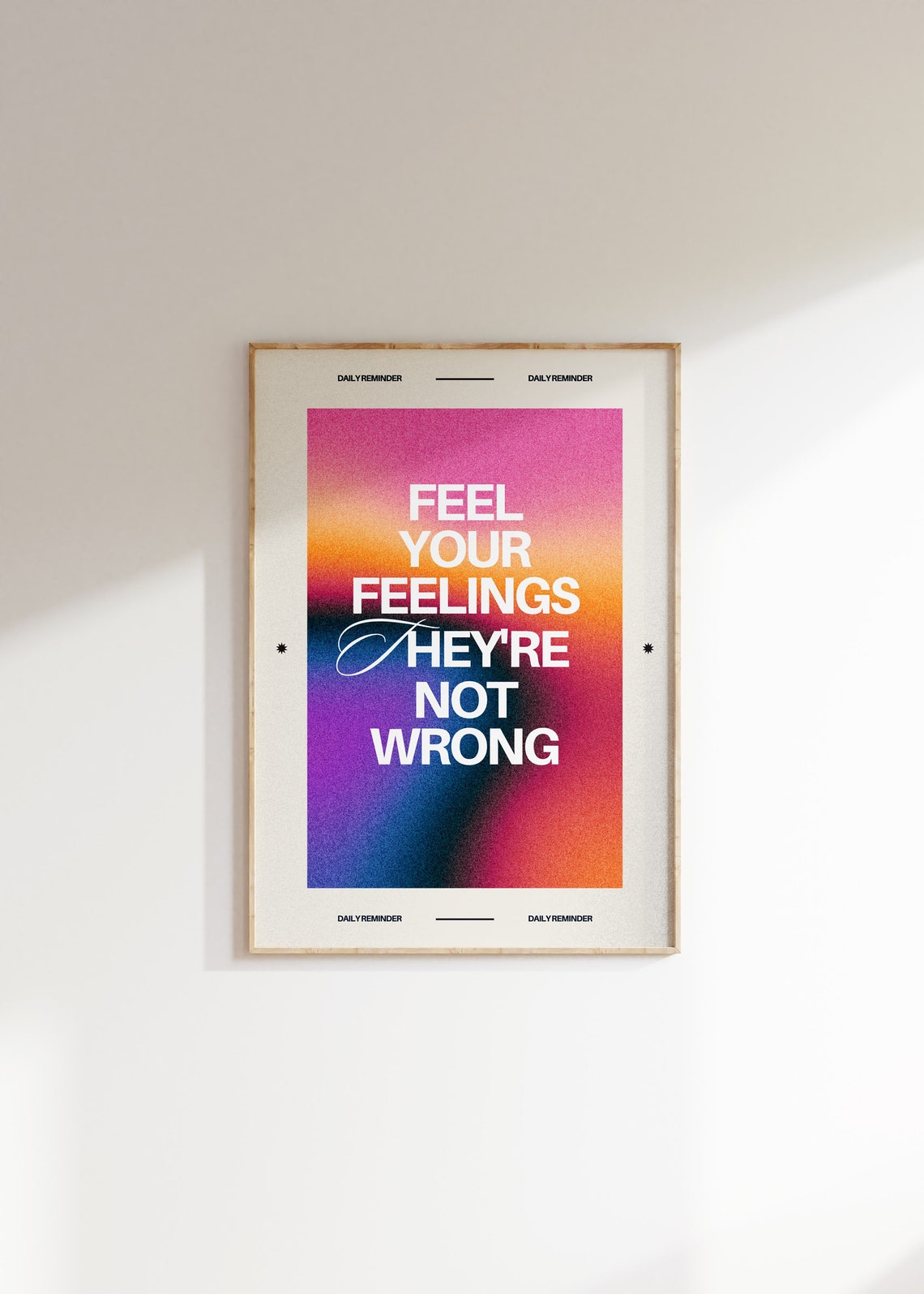 Feel Your Feelings Quote Print Modern Gradient Wall Art Mental Health Poster Colorful Wall Art Print