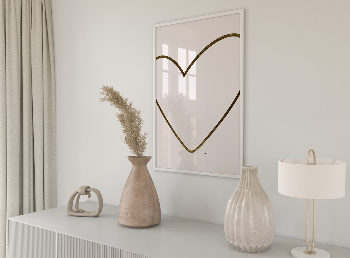 Minimalistic Scribble Heart, Line Art Wall Decor - Image 3