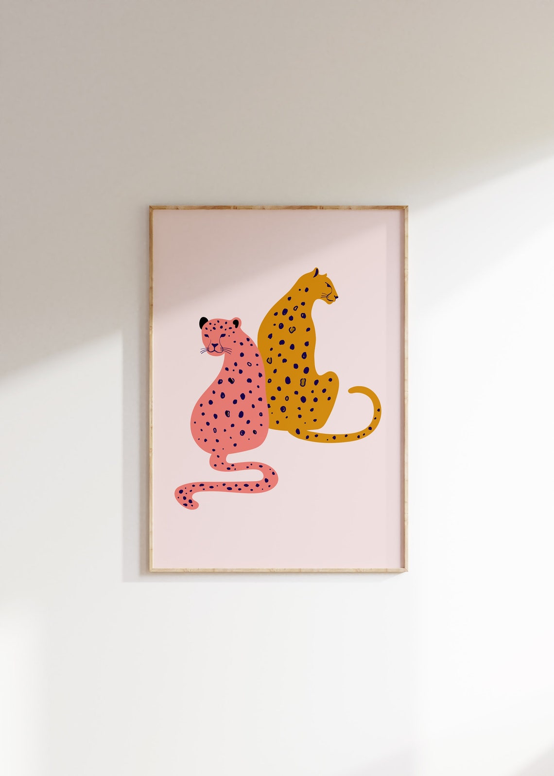 Pink and Mustard Cheetahs Playful Big Cat Modern Pop Art Print