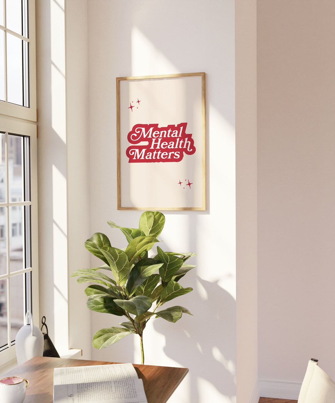 Mental Health Matters Red Retro Typography Self Love Quote Poster - Image 3