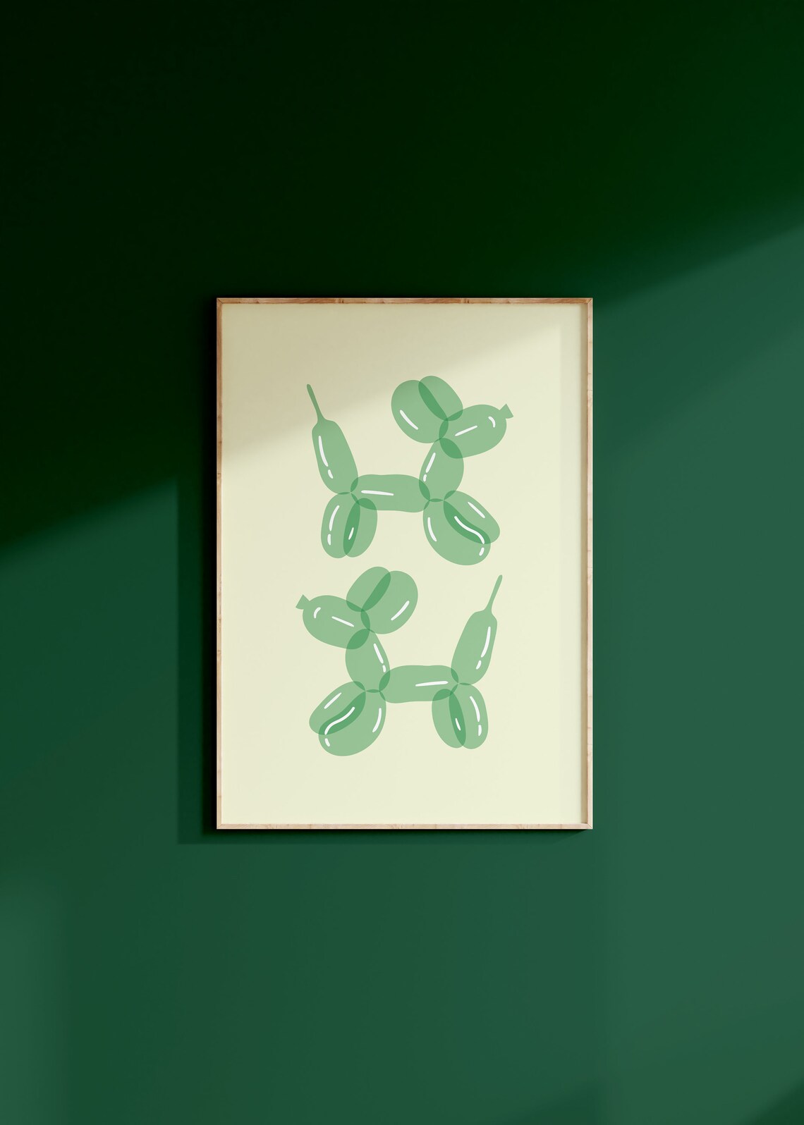 Green Balloon Dog Print, Retro Eclectic Dorm Decor