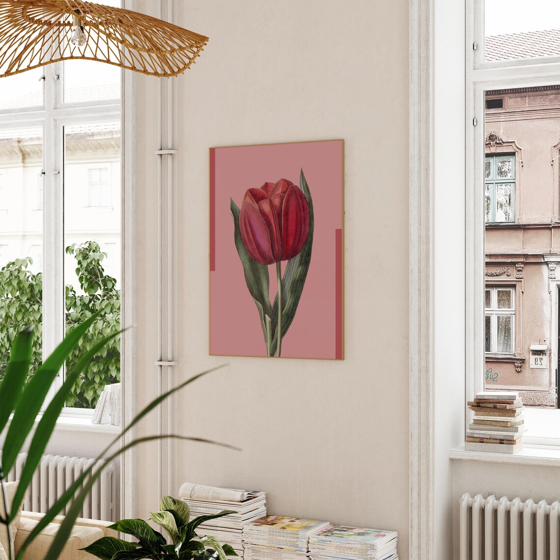 Red Tulip Painting Print, Spring Floral Art - Image 3