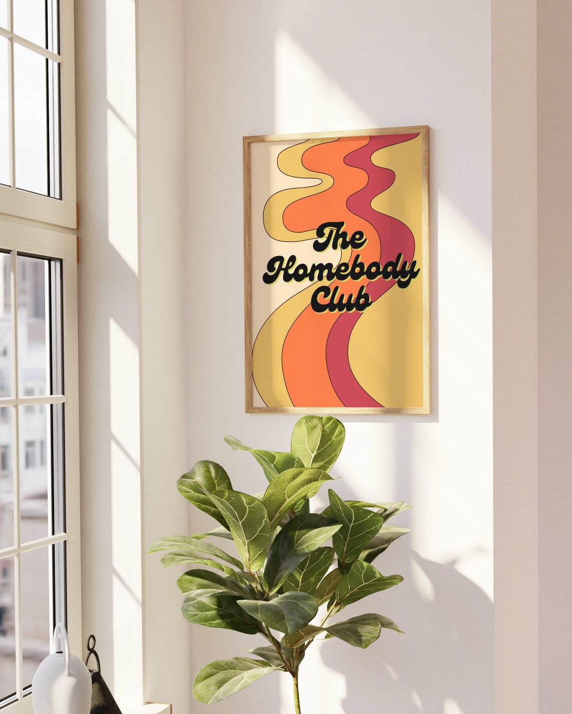 The Homebody Club Retro Groovy Waves Orange 70s Fun Quote Poster - Image 2