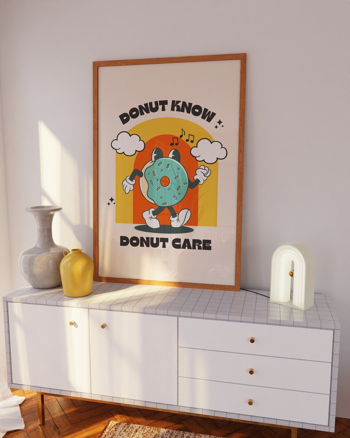 Funny Donut Poster, Retro Cute Kitchen Art Print - Image 3