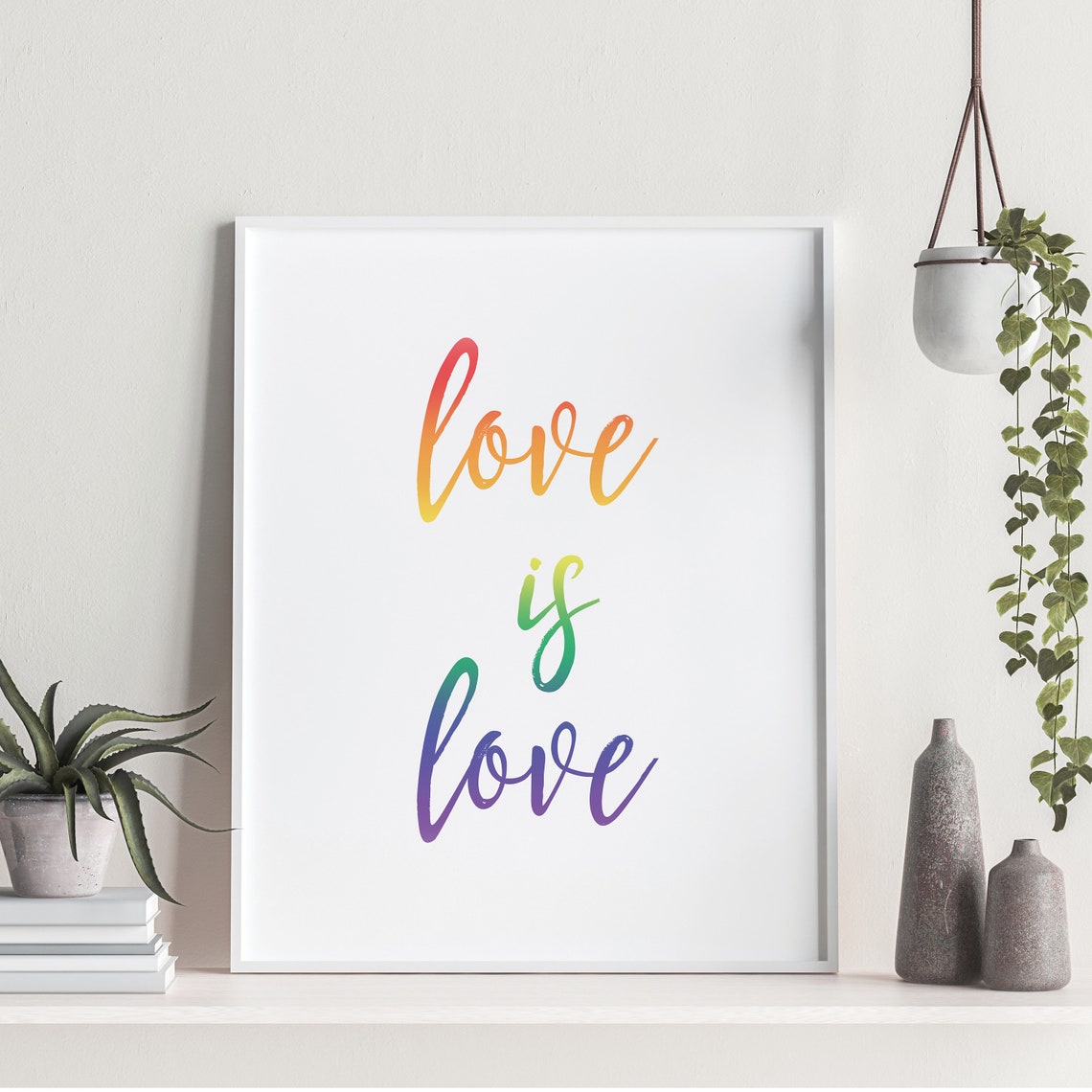 Love Is Love Rainbow Script Equality LGBTQ Pride Colorful Poster - Image 3