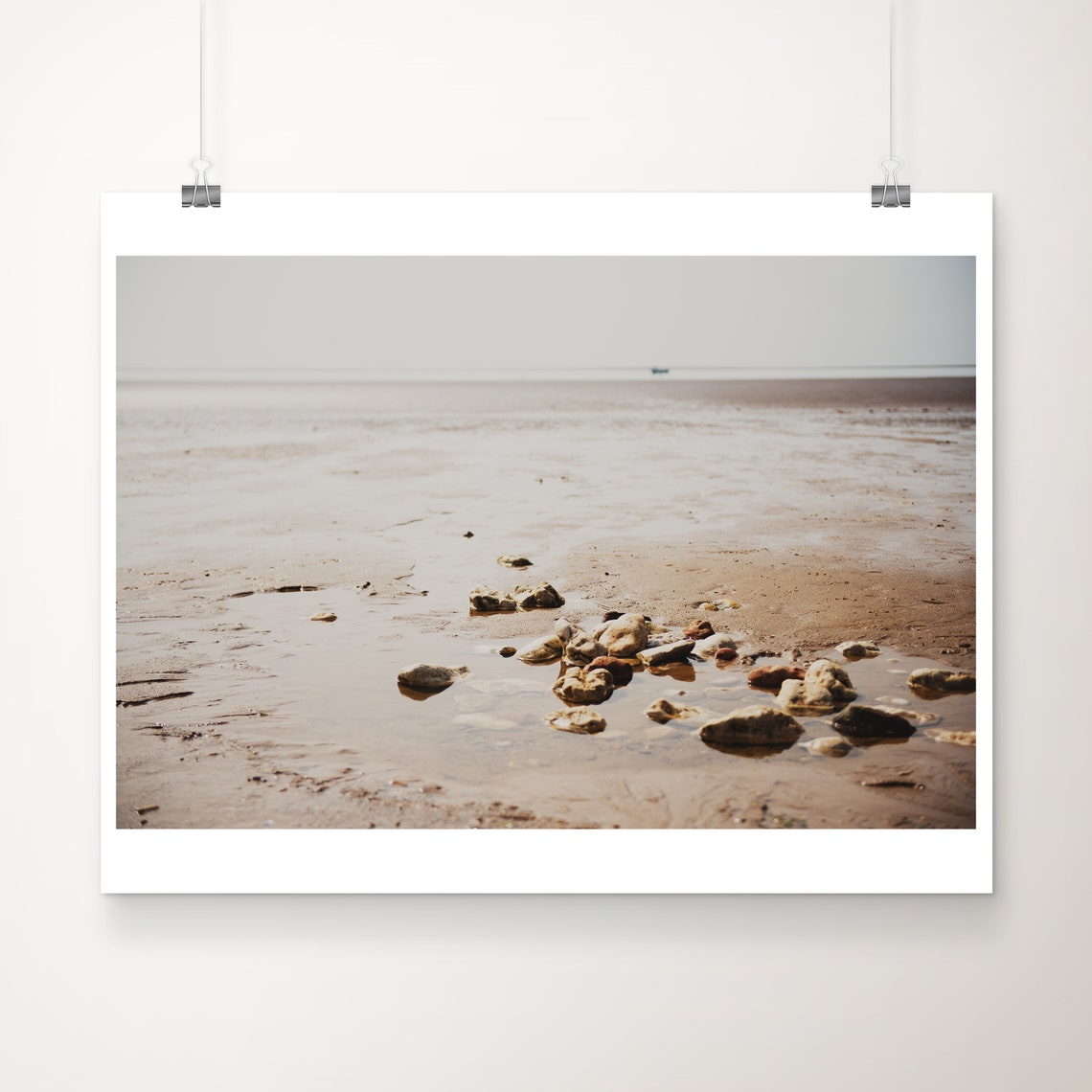 Brancaster Beach Norfolk Coastal Monochrome Seaside Photo Poster