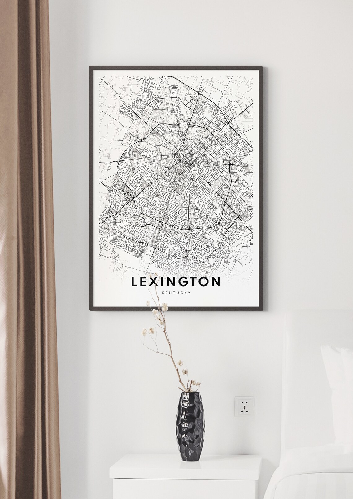 Lexington Kentucky Black and White City Map Minimalist Wall Art - Image 2