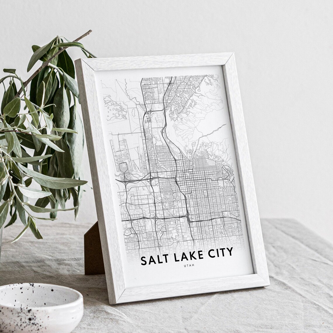 Salt Lake City Utah Minimalist Black and White City Map Poster - Image 2