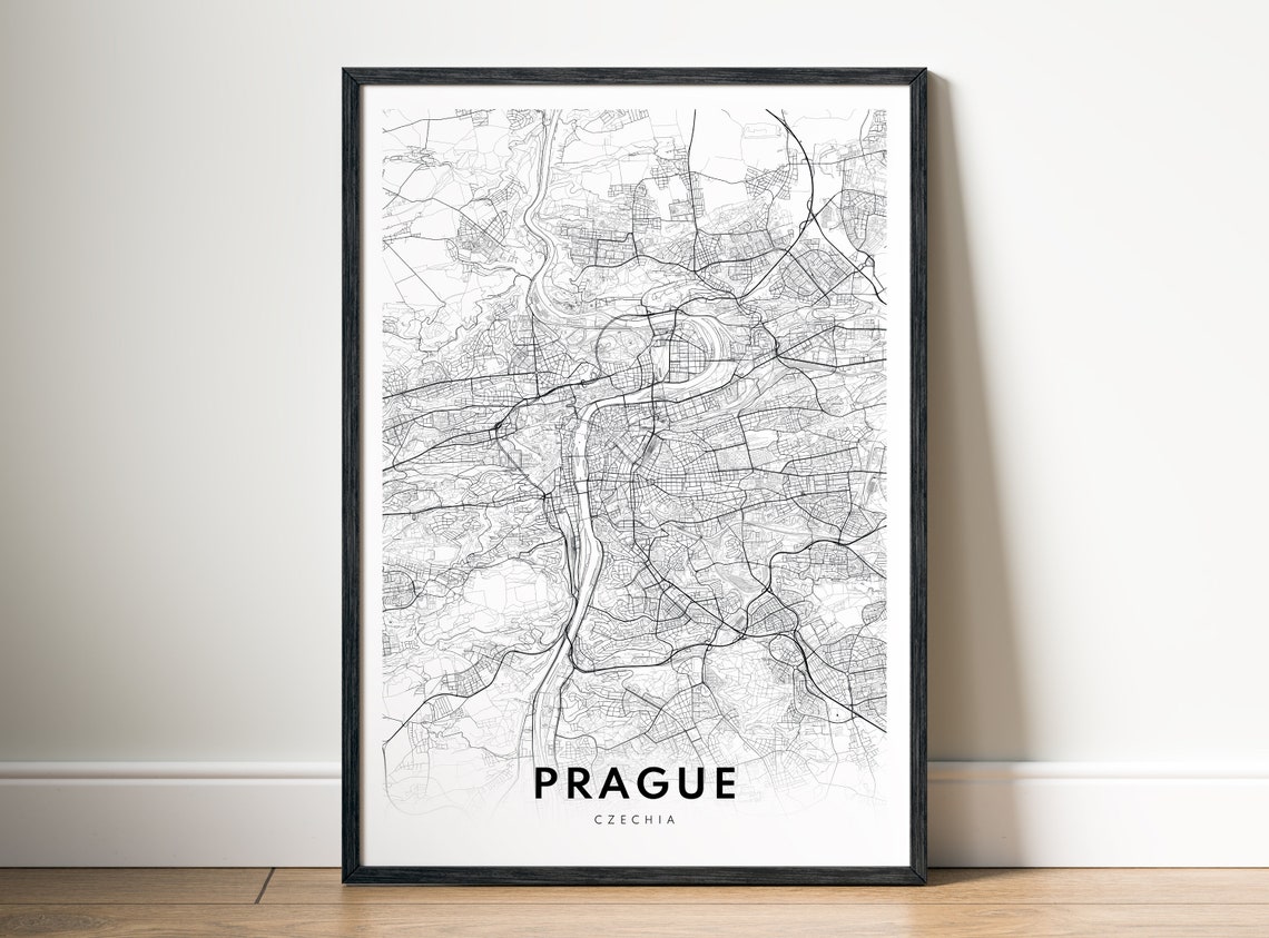 Prague Black and White Map Art Print - Image 4