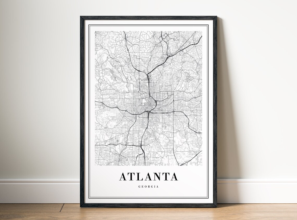 Atlanta Georgia Minimalist Black and White City Map Art Poster - Image 5