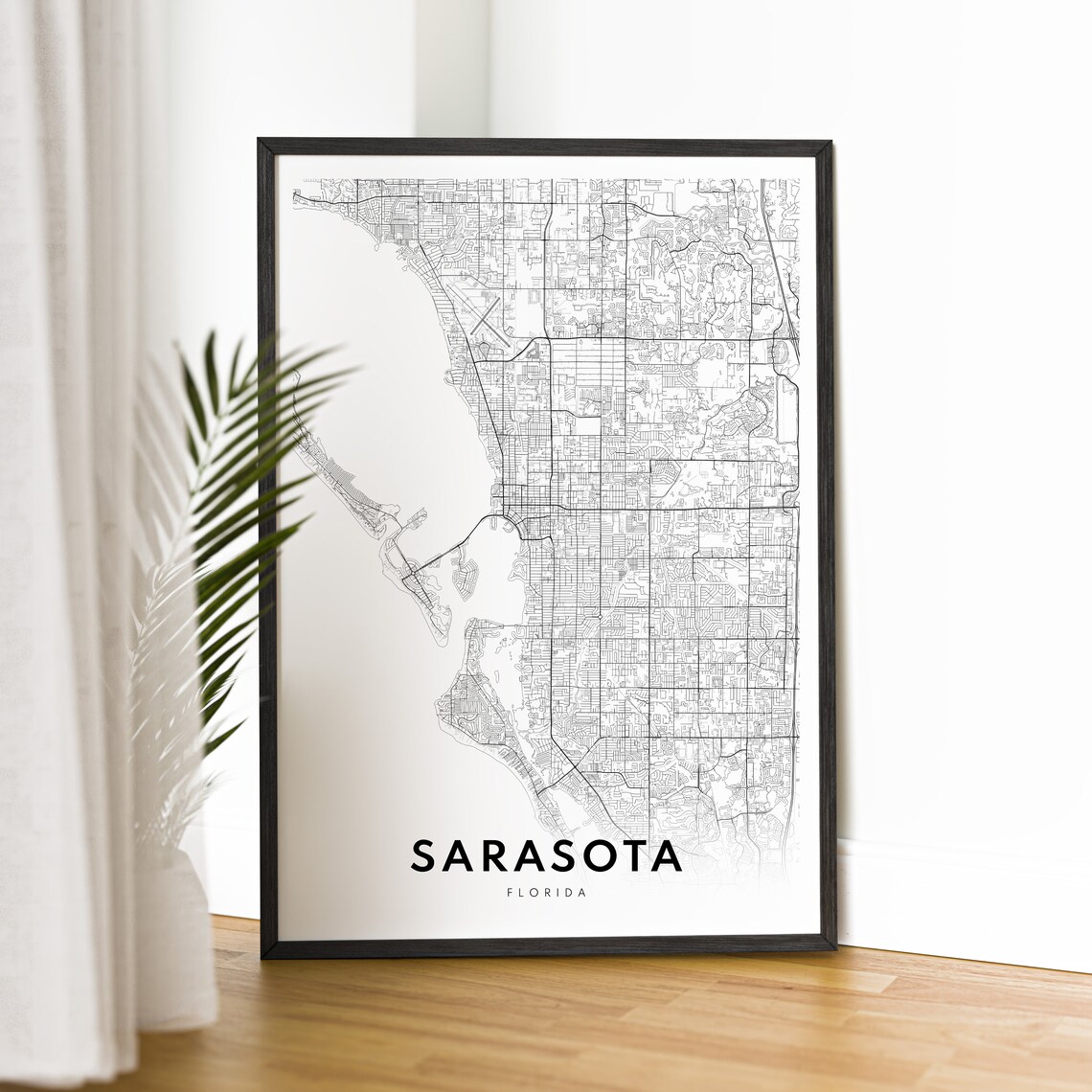 Sarasota Florida Gulf Coast City Street Map Fine Line Art Print - Image 2