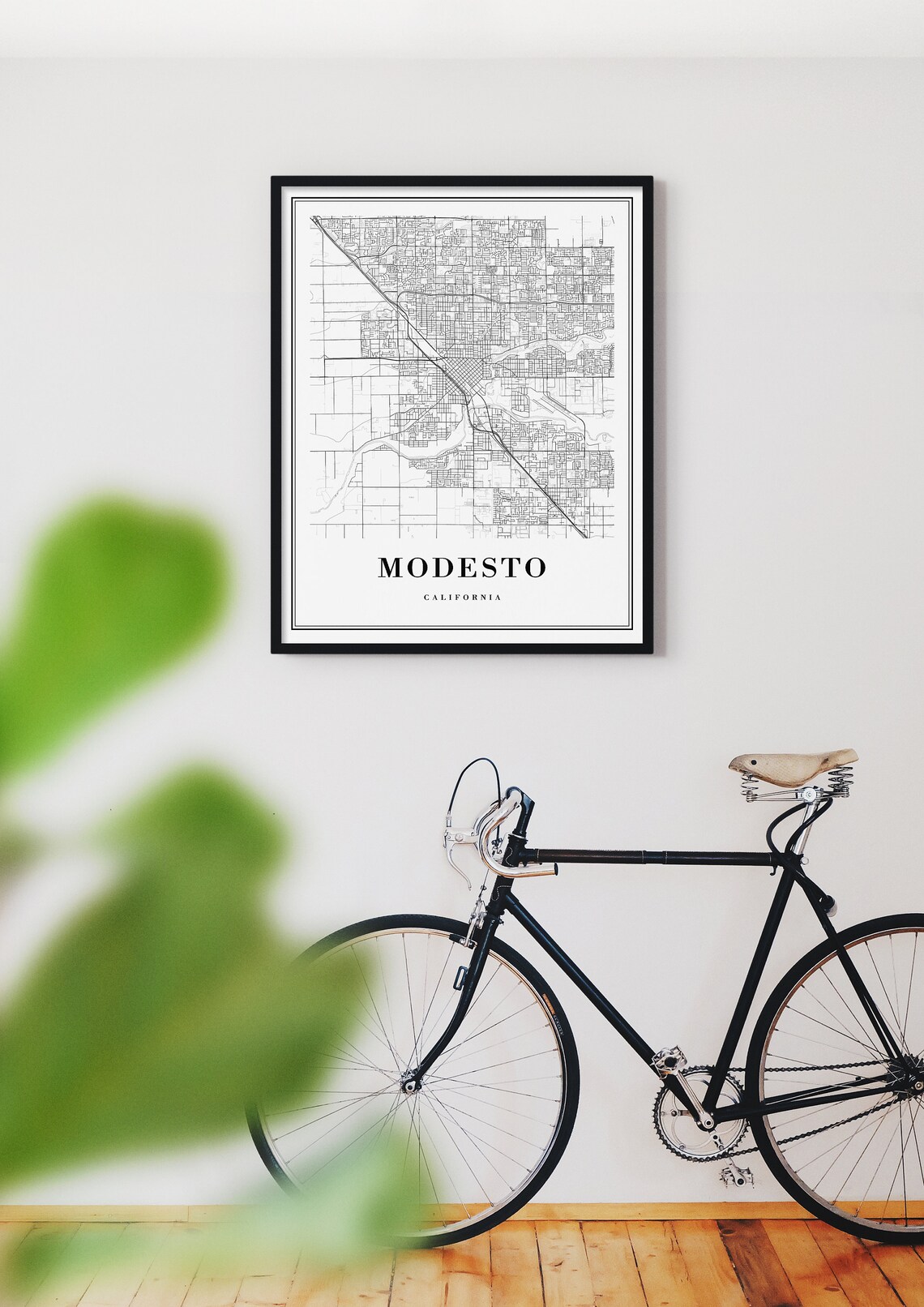 Modesto, California Map Art Print, Black and White - Image 3