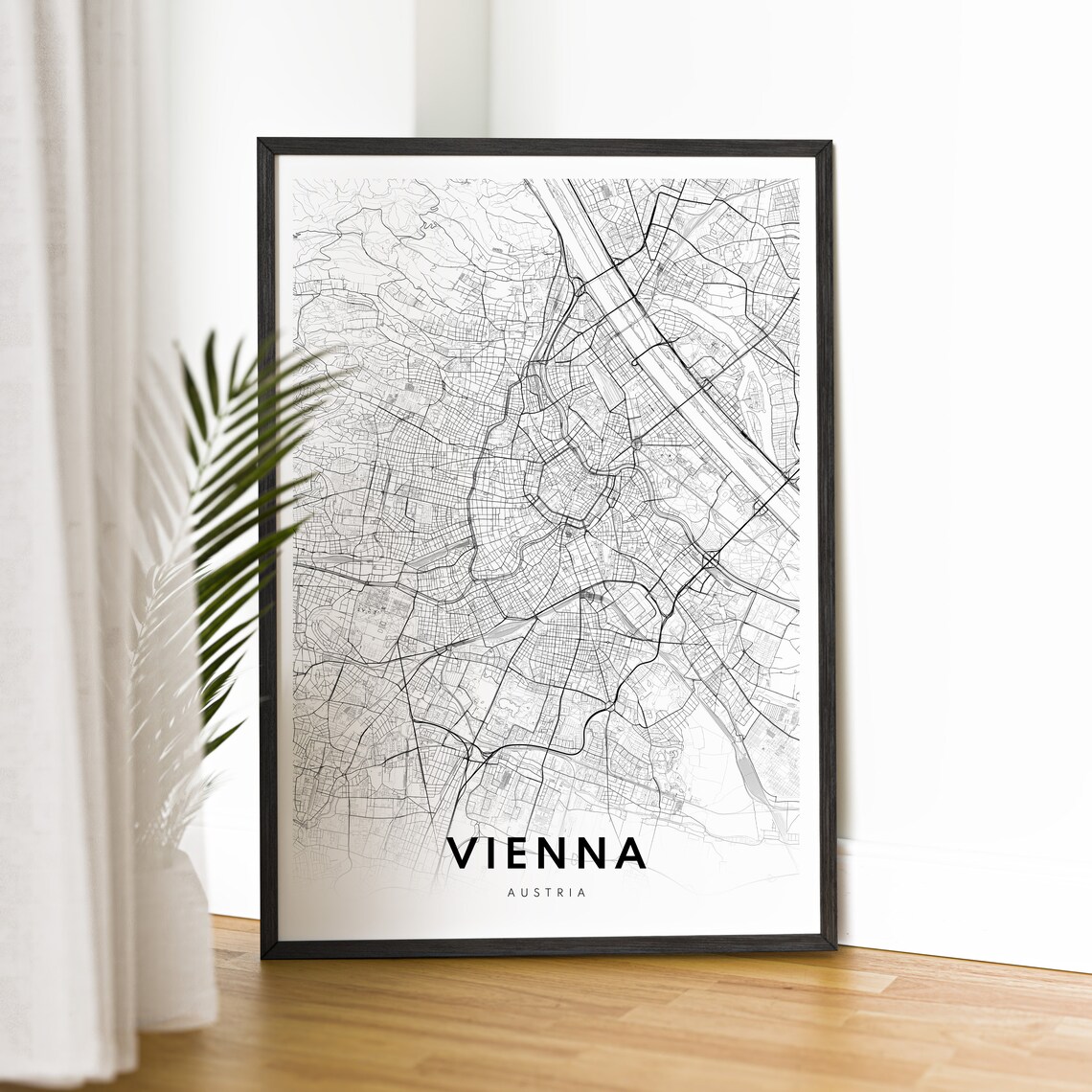 Vienna Austria Minimalist Black and White City Street Map Poster - Image 2