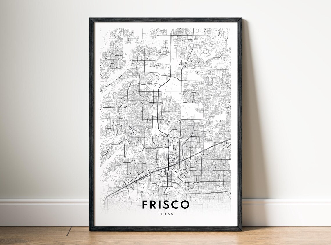 Frisco Tx Map Print, Texas City Poster Art