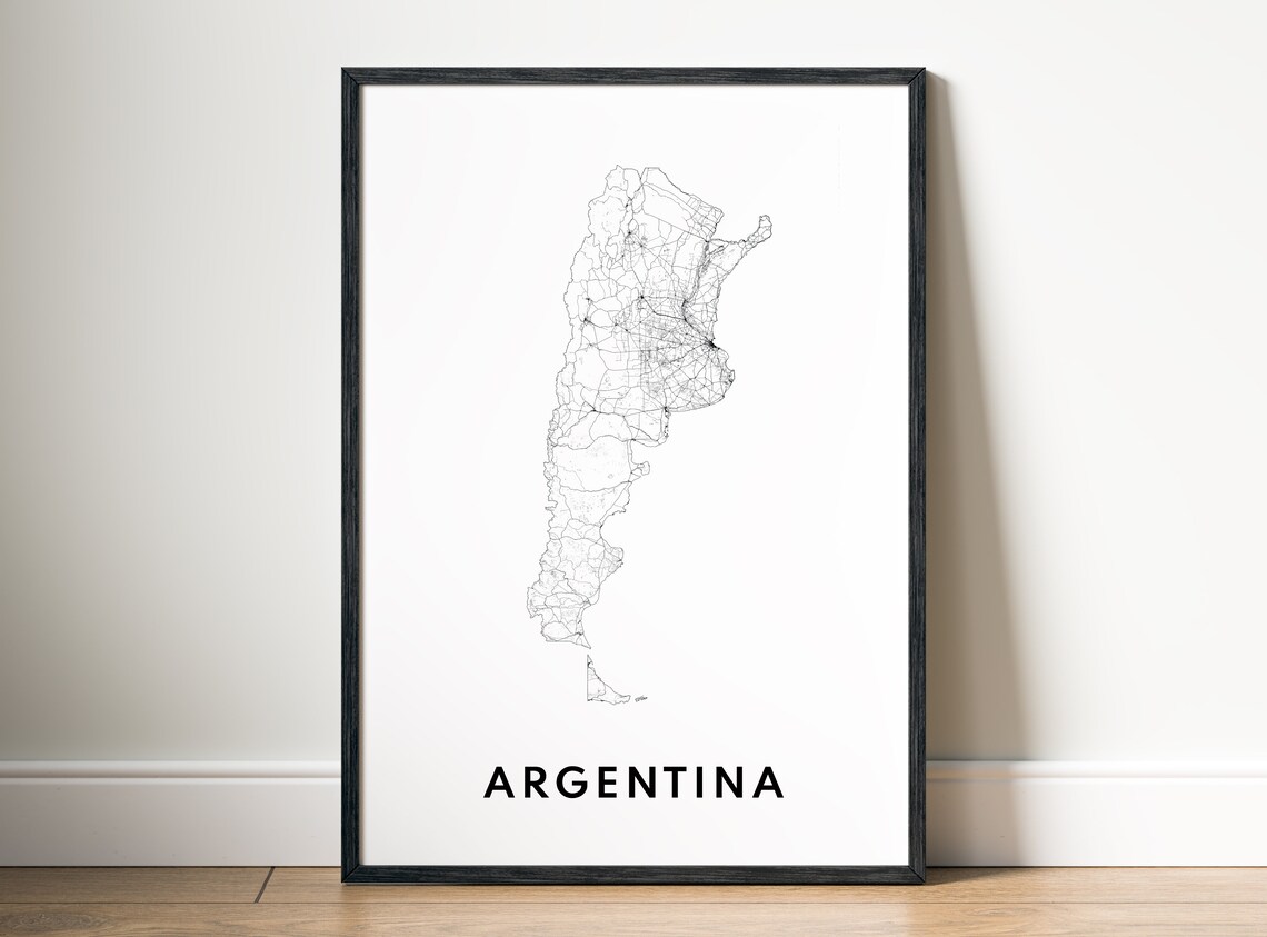 Argentina Map, Black And White Travel Poster - Image 5