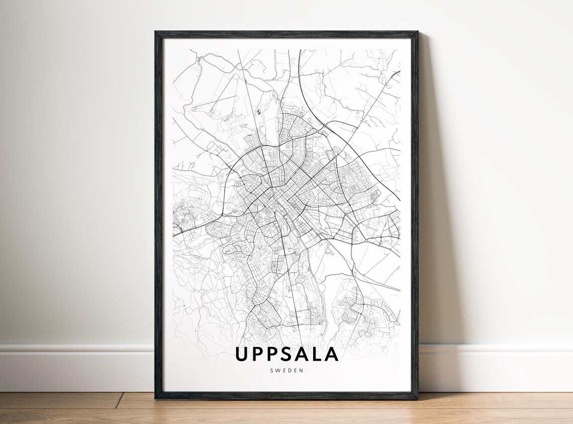 Uppsala Sweden Minimalist University City Street Line Map Poster