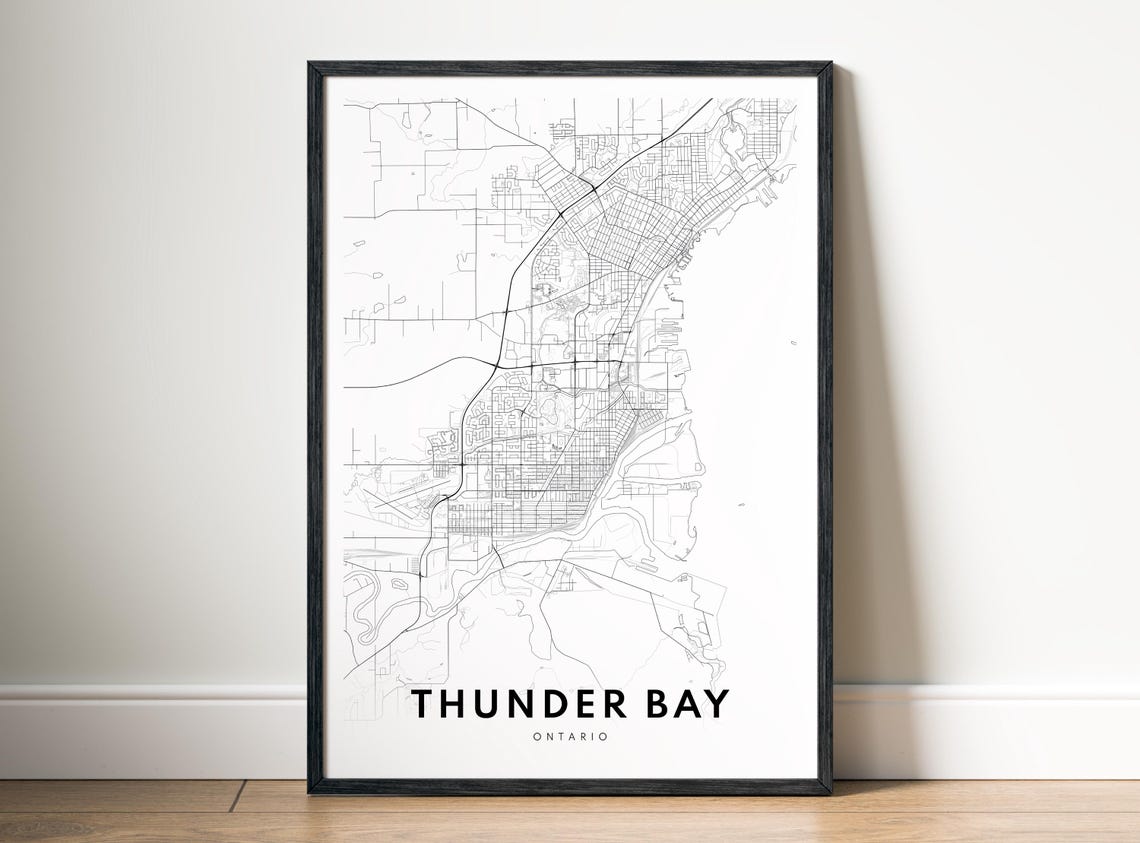 Thunder Bay Ontario City Street Map Minimalist Black White Poster