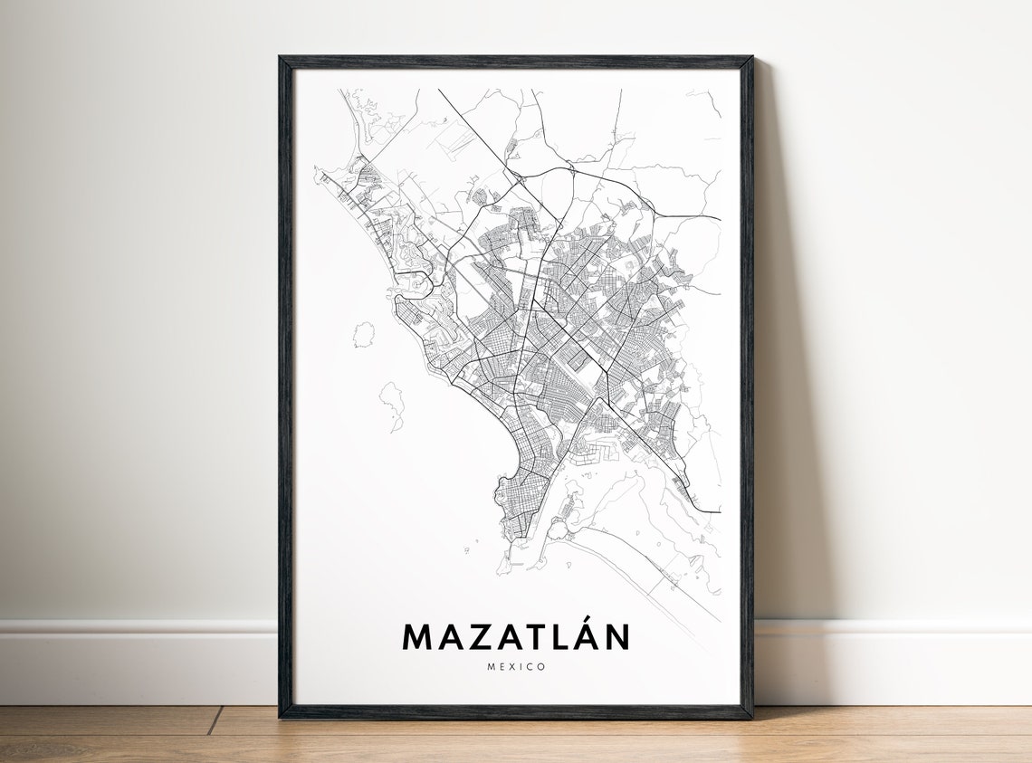Mazatlan Mexico Minimalist Black Line City Street Map Poster - Image 5