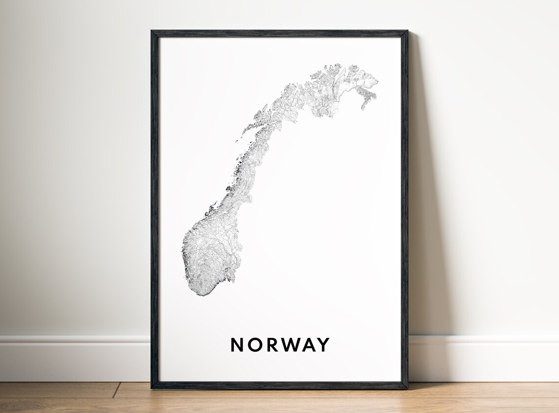 Norway Map Poster, Black and White Travel Map - Image 5