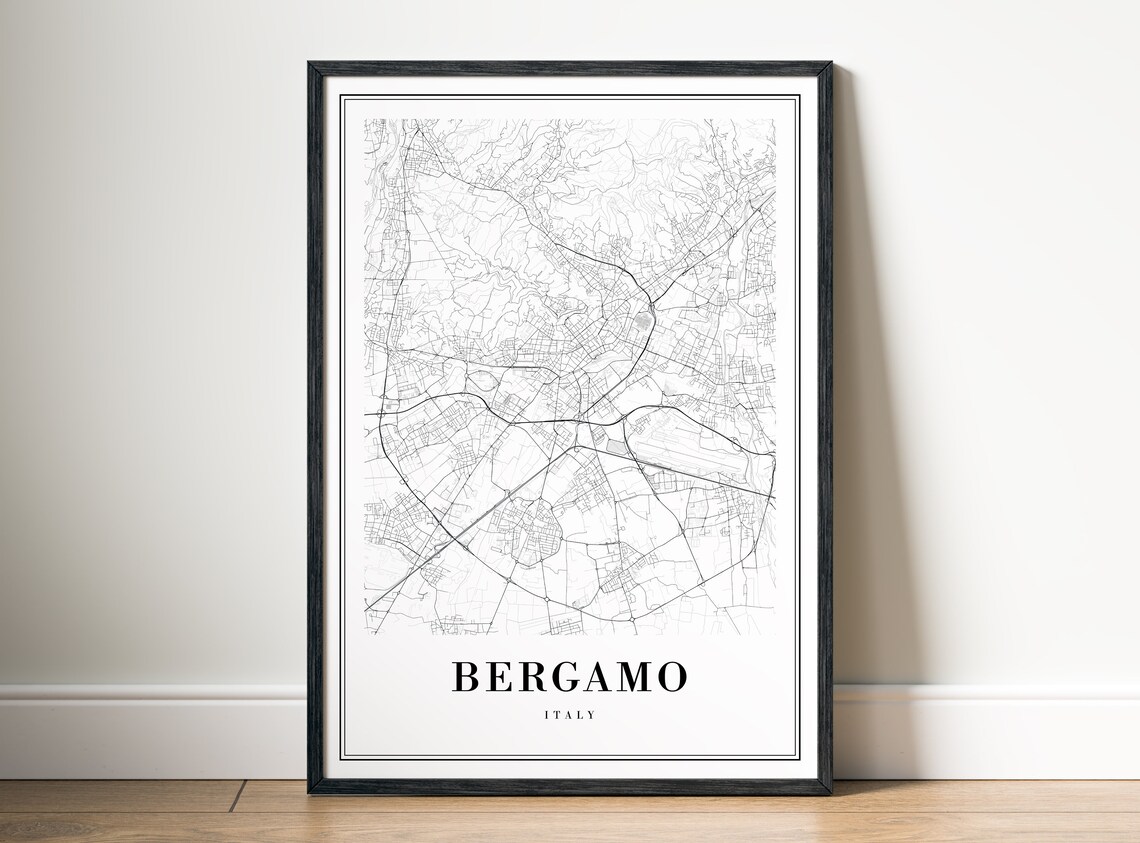 Bergamo Italy City Map Street Plan Minimalist Black White Poster - Image 5