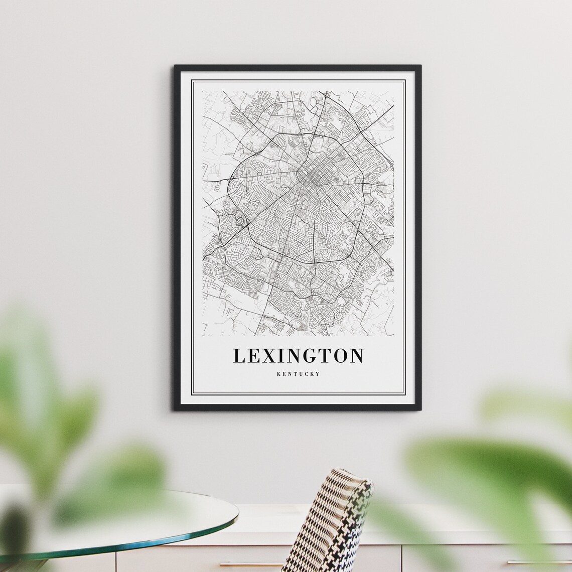 Lexington Kentucky Black and White City Map Minimalist Wall Art - Image 3