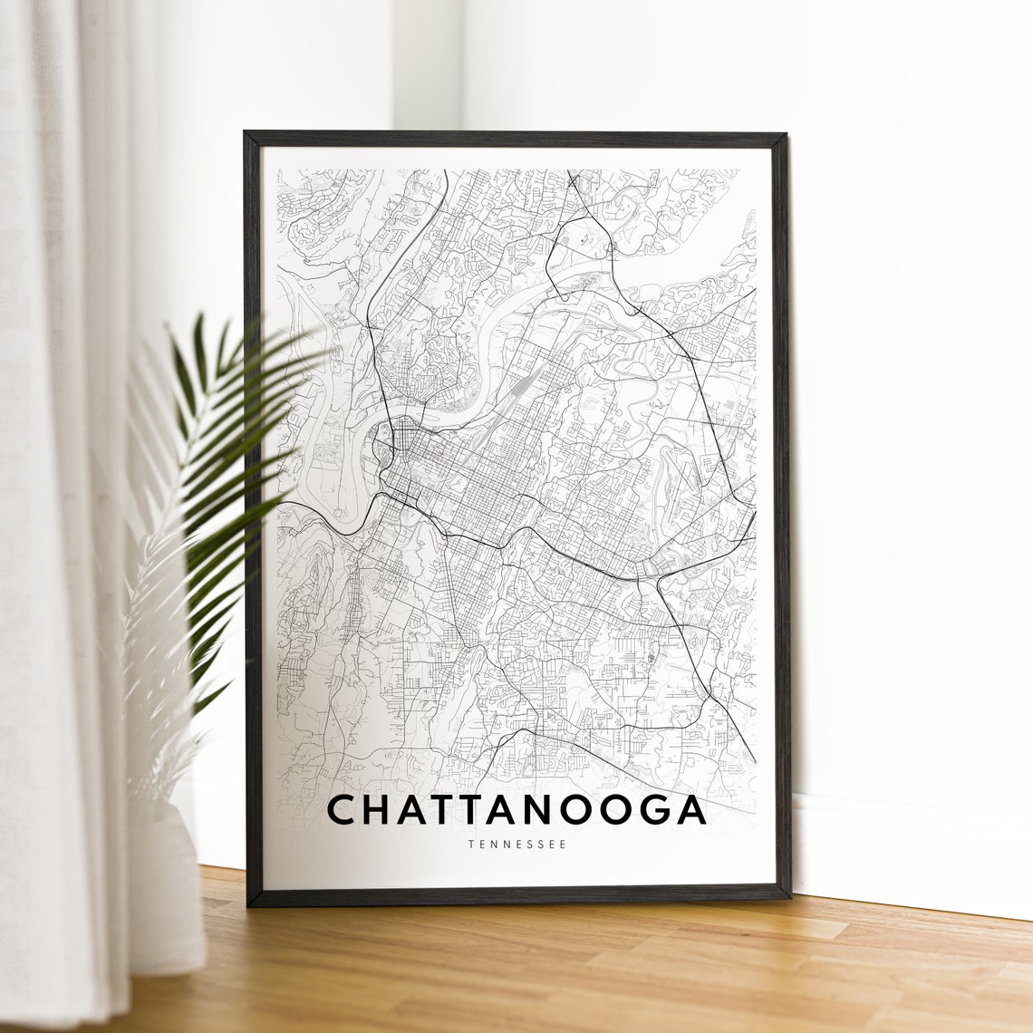 Chattanooga Tennessee Black And White City Street Map Poster - Image 2