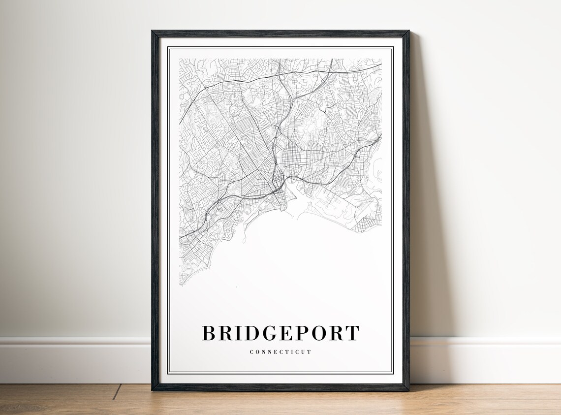 Bridgeport Connecticut City Map Minimalist Black and White Poster - Image 5