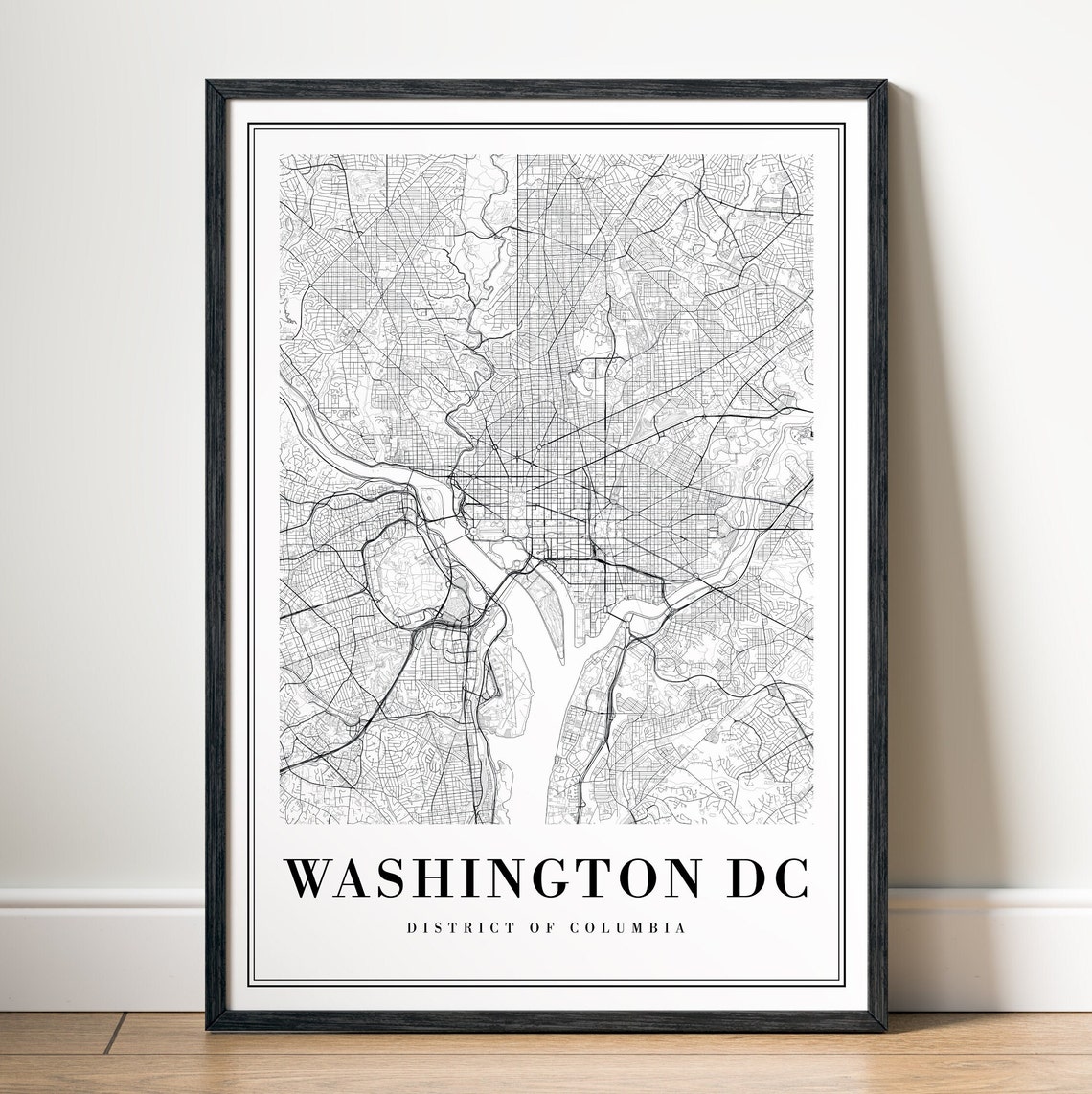 Washington DC Minimalist Black and White City Street Map Poster - Image 5